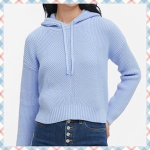 Banana Republic Women’s Cropped Knit Hoodie Davenport Blue Size Small $119